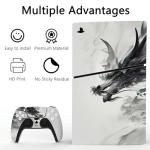 playvital Full Set Skin Sticker for ps5 Slim Console Digital Edition (The New Smaller Design), Vinyl Skin for ps5 Controller & Headset & Charging Station & Media Remote - Ink Spirit Dragon