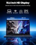 FUNYET 15.6" Gaming Laptop with Win11 Pro, 16GB RAM 512GB (Supports 1TB TF) Notebook, i5-7Y54 Processor, 1920×1080 HD Display Computer, 5000mAh Battery, USB 3.0, BT 5.0, WiFi 5, HDMI, Backlit Keyboard