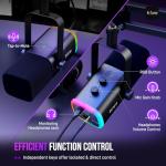 FIFINE Gaming Microphone Kit, XLR/USB Microphone Set for PC/MAC/PS5/Mixer, Boom Arm Stand Dynamic Mic with Controller RGB, Mute Button, Gain Knob, for Podcast Recording, Vocal-AmpliGame AM8T