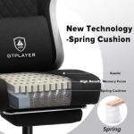 GTPLAYER Fabric Gaming Chair with Footrest, Ergonomic Computer Desk Chair with Pocket Spring Cushion Home Office High Back Support Lumbar Support Heavy Duty Wide