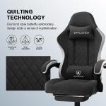 GTPLAYER Fabric Gaming Chair with Footrest, Ergonomic Computer Desk Chair with Pocket Spring Cushion Home Office High Back Support Lumbar Support Heavy Duty Wide