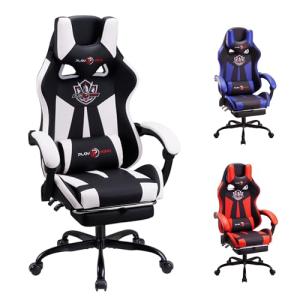 Play haha.Ergonomic reclining seat with footrest adjustable headrest and lumbar cushion high back support padded armrests PU leather finish for gaming home or office use
