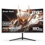Great voell 24 Inch Curved Gaming Monitors with 180Hz, FHD 1080p, 3000R, FreeSync, HDMI DP Connectivity, VESA