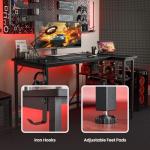 DOMSHOCT L Shaped Gaming Desk with Power Outlets, 100x70cm Small Corner Computer Table with Large Reversible Storage Shelves, Home Office PC Workstation with Hooks for Writing Study, Black