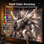 Great voell 24 Inch Curved Gaming Monitors with 180Hz, FHD 1080p, 3000R, FreeSync, HDMI DP Connectivity, VESA
