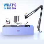 FIFINE Gaming Mic Kit Bundle, PC USB Computer Condenser Microphone Set with Quick Mute, Arm Stand, for PS4/PS5/MAC-A6T White