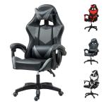 Yesuitme Gaming Chair, Computer Chair with Lumbar Cushion, Headrest, Height-Adjustable Office Chair Gaming Chair for Adults, Girls, Boys (Without Footrest, Black+Grey)