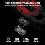 GravaStar Mercury M2 Wireless Gaming Mouse with 26,000 DPI, PAW3395DM Sensor -79g Lightweight Hollowed-Out Design -5 Programmable Buttons -5 Dynamic Lightsync RGB - Stealth Black (Stealth Black)