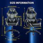 Yesuitme Gaming Chair, Computer Chair with Lumbar Cushion, Headrest, Height-Adjustable Office Chair Gaming Chair for Adults, Girls, Boys (Without Footrest, Black+Grey)