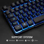 Rii Gaming Keyboard, RK100 Light Up Keyboard Mechanical Feeling Keyboard with 3 Single LED Backlit Color (Red/Purple/Blue)-UK Layout