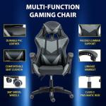 Yesuitme Gaming Chair, Computer Chair with Lumbar Cushion, Headrest, Height-Adjustable Office Chair Gaming Chair for Adults, Girls, Boys (Without Footrest, Black+Grey)