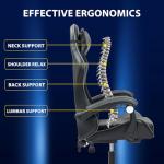 Yesuitme Gaming Chair, Computer Chair with Lumbar Cushion, Headrest, Height-Adjustable Office Chair Gaming Chair for Adults, Girls, Boys (Without Footrest, Black+Grey)