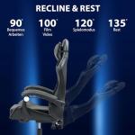 Yesuitme Gaming Chair, Computer Chair with Lumbar Cushion, Headrest, Height-Adjustable Office Chair Gaming Chair for Adults, Girls, Boys (Without Footrest, Black+Grey)