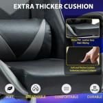 Yesuitme Gaming Chair, Computer Chair with Lumbar Cushion, Headrest, Height-Adjustable Office Chair Gaming Chair for Adults, Girls, Boys (Without Footrest, Black+Grey)