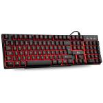 Rii Gaming Keyboard, RK100 Light Up Keyboard Mechanical Feeling Keyboard with 3 Single LED Backlit Color (Red/Purple/Blue)-UK Layout