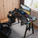 SAILUN Gaming Desk with LED Lights M-Frame Computer Desk 120cm Gaming Table with Cup Holder and Headphone Hook PC Desk for Gaming Room, Bedroom, Office, Small Space, Black