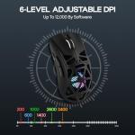 MechLands Aula SC620 Gaming Mouse, 2.4G/USB-C/BT Wireless Mouse with 400mAh Battery, Adjustable 12,000 DPI & 1000 Polling Rate, PAW3311 Sensor, RGB Lighting, Programmable Buttons, for Win/Mac (Black)