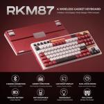 RK ROYAL KLUDGE M87 Mechanical Keyboard Wireless, 75 percent Gaming Keyboard 2.4Ghz/Bluetooth/USB-C Gasket RGB Keyboard US Layout with 7500mAh Battery, LCD Smart Display & Dual Knob, Cream Switch, Red