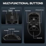 MechLands Aula SC620 Gaming Mouse, 2.4G/USB-C/BT Wireless Mouse with 400mAh Battery, Adjustable 12,000 DPI & 1000 Polling Rate, PAW3311 Sensor, RGB Lighting, Programmable Buttons, for Win/Mac (Black)