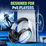 Buwnia Wireless Gaming Headset, Ps5 Headset for PC Ps5 Ps4 Switch, 2.4GHz Lossless Audio Gaming Headsets, Bluetooth 5.3 Gaming Headphone with Noise Canceling Mic & 40H Battery, RGB Light