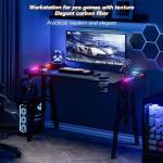 SAILUN Gaming Desk with LED Lights M-Frame Computer Desk 120cm Gaming Table with Cup Holder and Headphone Hook PC Desk for Gaming Room, Bedroom, Office, Small Space, Black