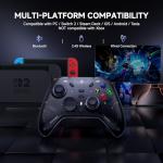 ECHTPower Wireless Game Controller for PC/Switch/Android/iOS, PC Gaming Controller with TMR Hall Joysticks/Dual Trigger, 4-Motor Vibration, ABXY Swap, Turbo/Back Buttons/1200mAh