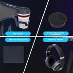 SAILUN Gaming Desk with LED Lights M-Frame Computer Desk 120cm Gaming Table with Cup Holder and Headphone Hook PC Desk for Gaming Room, Bedroom, Office, Small Space, Black