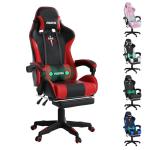 PORIYA Gaming Chair with Adjustable Backrest, Ergonomic Executive Office Chair, Height Adjustable Racing Chair 2-Point Massage Reclining Computer Chair Capacity Weight 150 kg (Black&Red Massage)
