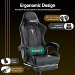 PORIYA Gaming Chair with Adjustable Backrest, Ergonomic Executive Office Chair, Height Adjustable Racing Chair 2-Point Massage Reclining Computer Chair Capacity Weight 150 kg (Black&Red Massage)