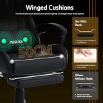 PORIYA Gaming Chair with Adjustable Backrest, Ergonomic Executive Office Chair, Height Adjustable Racing Chair 2-Point Massage Reclining Computer Chair Capacity Weight 150 kg (Black&Red Massage)