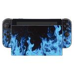 eXtremeRate Full Set Faceplate Skin Decal Stickers for Nintendo Switch with 2Pcs Screen Protector (Console & joy con & Dock & Grip) - Blue Flame