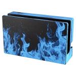 eXtremeRate Full Set Faceplate Skin Decal Stickers for Nintendo Switch with 2Pcs Screen Protector (Console & joy con & Dock & Grip) - Blue Flame