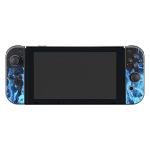 eXtremeRate Full Set Faceplate Skin Decal Stickers for Nintendo Switch with 2Pcs Screen Protector (Console & joy con & Dock & Grip) - Blue Flame