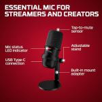 HyperX SoloCast – USB Condenser Gaming Microphone, for PC, PS4, and Mac, Tap-to-mute Sensor, Cardioid Polar Pattern, Streaming, Podcasts, Twitch, YouTube, Discord
