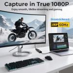 Guermok Video Capture Card, USB 3.0 HDMI to USBC Capture Card, 4K 1080P60 Capture Devices for Gaming Live Streaming Video Recorder, for Windows Mac OS System PS4/5 Switch, Xbox, Steam OBS