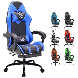 play haha Gaming Chair with Footrest & Lumbar Support,Reclining Swivel Chair,Ergonomic Gaming Chair for Adults, High-Back Racing Style,Adjustable Height with Headrest Pillow