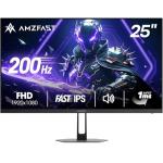 Amzfast 25 Inch Gaming Monitor,1920x1080 Full HD, 200Hz, Fast IPS Panel, Built-in Speaker, 1ms MPRT, Adaptive-Sync, DCI-P3 95%,sRGB 124%, Slim Stand, VESA 75x75, HDMI 2.0&DP 1.4, AMZG25X1