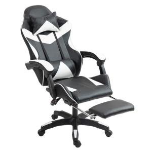 Panana Gaming Racing Desk Chair Adjustable Hight Swivel Chair with Lumbar and Head Pillow (White)