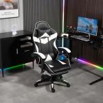 Panana Gaming Racing Desk Chair Adjustable Hight Swivel Chair with Lumbar and Head Pillow (White)