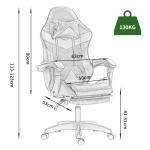Panana Gaming Racing Desk Chair Adjustable Hight Swivel Chair with Lumbar and Head Pillow (White)