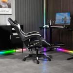 Panana Gaming Racing Desk Chair Adjustable Hight Swivel Chair with Lumbar and Head Pillow (White)