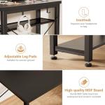 iSunirm Gaming Desk with LED Lights & Power Outlet, Reversible Computer Desk with Moveable Monitor Stand, 100x75x50CM Office Desk with USB Charging Station for Home, Bedroom, Study, Black