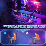 iSunirm Gaming Desk with LED Lights & Power Outlet, Reversible Computer Desk with Moveable Monitor Stand, 100x75x50CM Office Desk with USB Charging Station for Home, Bedroom, Study, Black