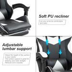Panana Gaming Racing Desk Chair Adjustable Hight Swivel Chair with Lumbar and Head Pillow (White)