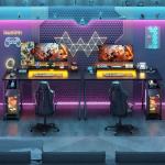 iSunirm Gaming Desk with LED Lights & Power Outlet, Reversible Computer Desk with Moveable Monitor Stand, 100x75x50CM Office Desk with USB Charging Station for Home, Bedroom, Study, Black