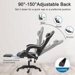 Panana Gaming Racing Desk Chair Adjustable Hight Swivel Chair with Lumbar and Head Pillow (White)
