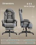SONGMICS Gaming Chair, Office Computer Chair, Ergonomic Design, with Footrest, Adjustable Headrest, Lumbar Support, 150 kg Load Capacity, Slate Grey OBG077G01