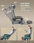 SONGMICS Gaming Chair, Office Computer Chair, Ergonomic Design, with Footrest, Adjustable Headrest, Lumbar Support, 150 kg Load Capacity, Slate Grey OBG077G01