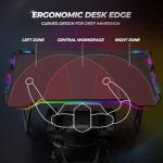 CubiCubi Gaming Desk with LED Lights, 160 x 60cm RGB Computer Desk Z Shape, Gaming Table for Home Office, Black