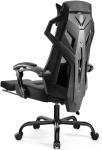 GTPLAYER Mesh Gaming Chair with Footrest 3D Stereoscopic Frame Support Ergonomic Fabric CoverReclining Computer Office Desk Chair Height Adjustable